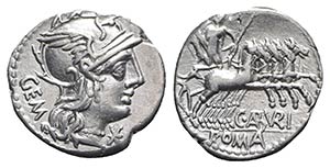 M. Aburius M.f. Geminus, Rome, 132 BC. AR ... 