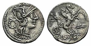 T. Cloelius, Rome, 128 BC. AR Denarius ... 