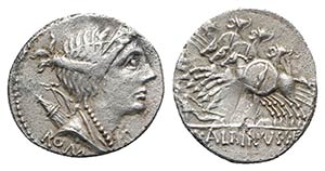 A. Albinus Sp.f., Rome, 96 BC. AR Denarius ... 