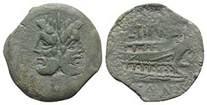 L. Titurius L.f. Sabinus, Rome, 89 BC. Æ As ... 