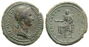 Sabina (Augusta, 128-136/7). Æ As (27mm, ... 