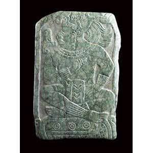 AN INCISED GREEN JADE PLAQUE Olmec style  ... 
