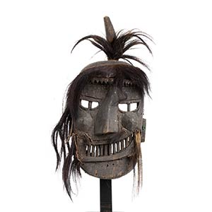 A WOOD AND HAIR MASK Borneo, Dayak  42 cm ... 