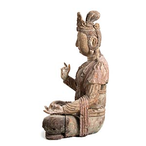 A PAINTED WOOD GUANYIN China, Qing ... 