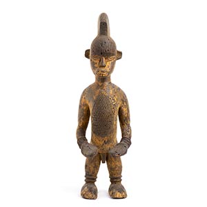 A PAINTED WOOD MALE FIGURE ... 