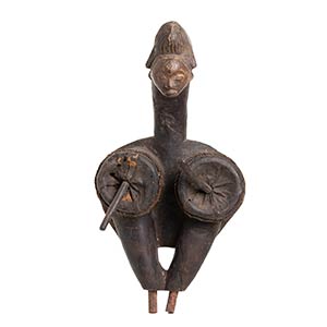 A WOOD, IRON AND LEATHER BELLOW Gabon, Punu  ... 