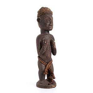 A WOOD, TEXTILE AND ROPE MALE FIGURE    ... 