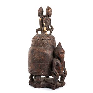 A WOOD CONTAINER AND COVER Nigeria, Yoruba ... 