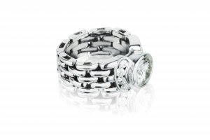 Chain diamond ring  18K white gold ... 
