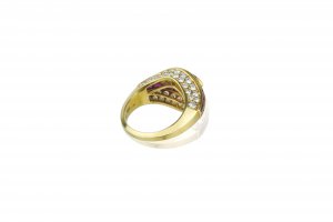 Gold diamond and rubies ring  18K ... 