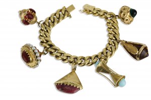 Gold bracelet with pendants  18K yellow gold ... 