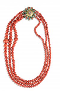 Coral necklace  Red coral necklace, gold ... 