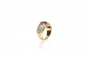 Band ruby and diamonds ring  18K ... 