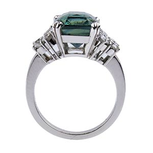 Green corundum and diamonds ring  ... 