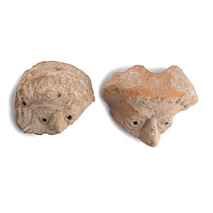 COUPLE OF RARE PHOENICIAN CLAY MASKS 9th - ... 