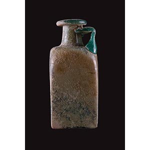ROMAN GLASS SQUARE-SIDED BOTTLE WITH A ... 