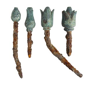 FOUR GREEK BRONZE BLOOMING FLOWERS 5th - 4th ... 