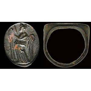 A greek bronze ring with engraved ... 