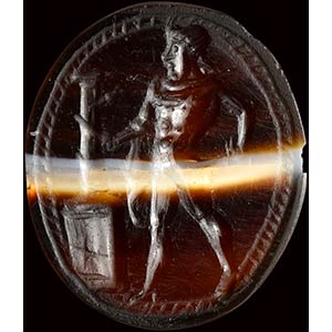 An italic  banded agate intaglio. ... 