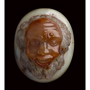 An agate cameo. Frontal mask of a ... 