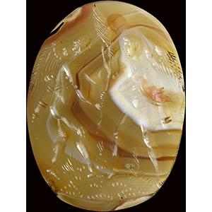 A large variegated agate intaglio. ... 