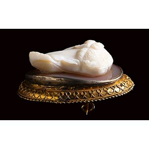 A two-layer agate cameo mounted on ... 