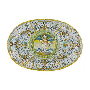 Tray  Oval tray with convergent brim, ... 