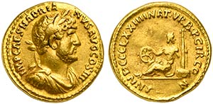 Hadrian (117-138), Aureus, Rome, AD 121 AV ... 