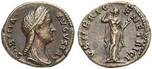 Sabina, Denarius struck under Hadrian, Rome, ... 