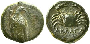 Sicily, Akragas, Bronze, ca. 338-287 BC AE ... 
