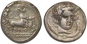 Sicily, Katane, Drachm, ca. 420-413 BC AR (g ... 