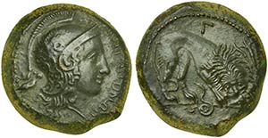 Sicily, Morgantina, Dilitron, ca. 340 BC AE ... 