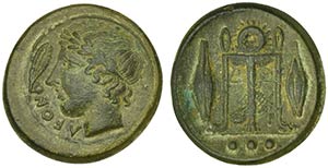 Sicily, Leontini, Tetras, ca. 405-402 BC AE ... 