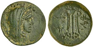 Sicily, Melita, Bronze, ca. 218-175 BC AE (g ... 