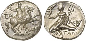 Apulia, Tarentum, Nomos, ca. 240-228 BC AR ... 