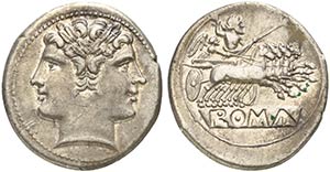 Anonymous, Quadrigatus, Rome, from 269 BC AR ... 