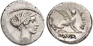 T. Carisius, Denarius, Rome, 46 BC AR (g ... 