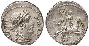 A. Licinius Nerva, Denarius, Rome, 47 BC AR ... 