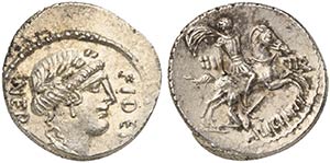 A. Licinius Nerva, Denarius, Rome, 47 BC AR ... 