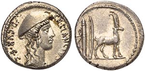 Cn. Plancius, Denarius, Rome, 55 BC AR (g ... 