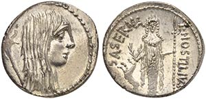 L. Hostilius Saserna, Denarius, Rome, 48 BC ... 