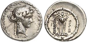 L. Manlius Torquatus, Denarius, Rome, 65 BC ... 