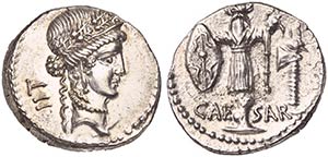 C. Julius Caesar, Denarius, Mint moving with ... 