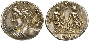 L. Caesius, Denarius, Rome, 112 or 111 BC AR ... 