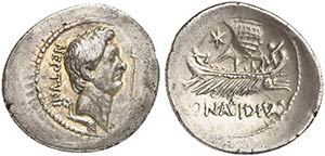 Sextus Pompeius and Q. Nasidius, Denarius, ... 