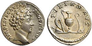 Marcus Aurelius, as Caesar, Denarius struck ... 