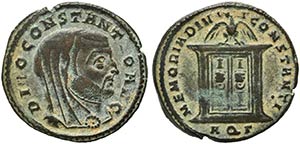 Divus Constantius I, Follis struck under ... 