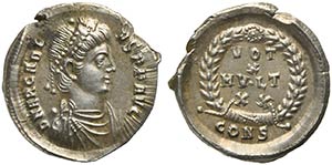 Arcadius (383-408), Siliqua, Constantinople, ... 