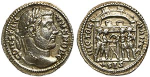 Constantius I, as Caesar, Argenteus struck ... 
