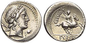 P. Crepusius, Denarius, Rome, 82 BC AR (g ... 